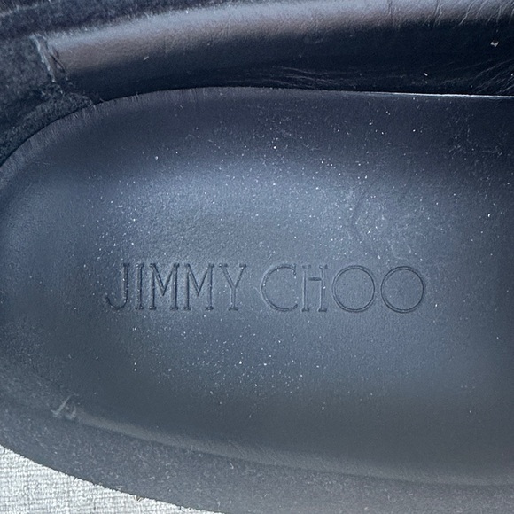 Jimmy Choo Black Glitter Loafers with Silver Studs Size 13 - Picture 11 of 12